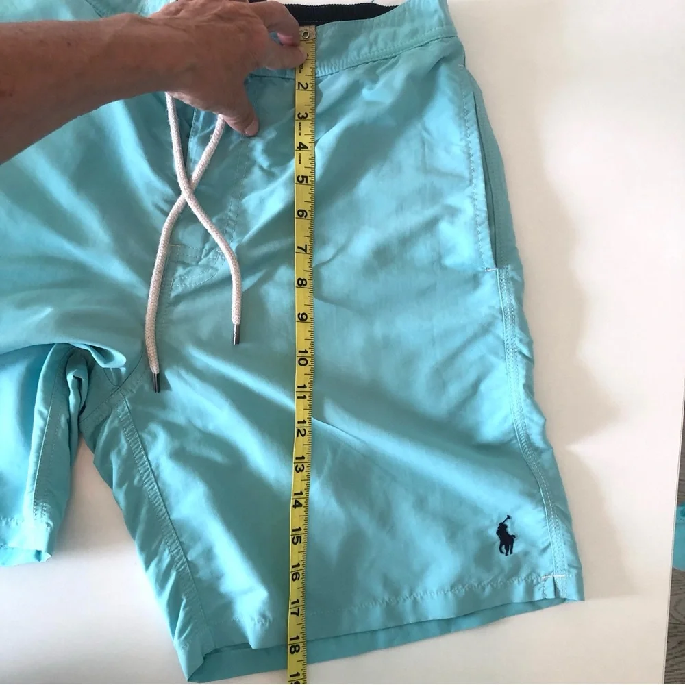 Polo Ralph Lauren Kailua Swim Shorts Men Medium Aqua Blue Mesh Lined Trunks